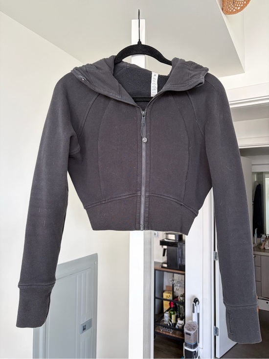 lululemon athletica Tops - Lululemon Cropped Scuba Hoodie Zip Up Jacket Black Size 4